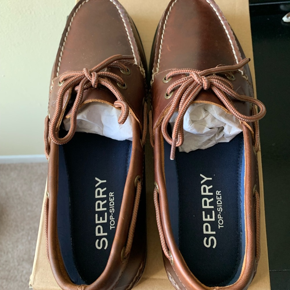 Sperry Men’s Top-Sider Authentic Original 2 eye Leeward Yacht tan Size 9.5